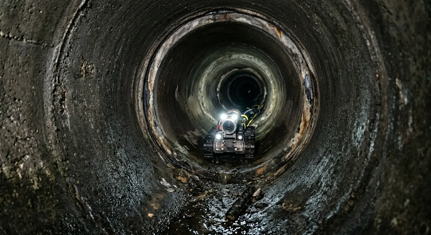 Robotic sewer camera inspecting pipe interior for Drain Snake Service in Gettysburg